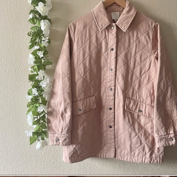 JOIE Spring Pale Pink Quilted Utility Snap Front Jacket - Picture 9 of 9